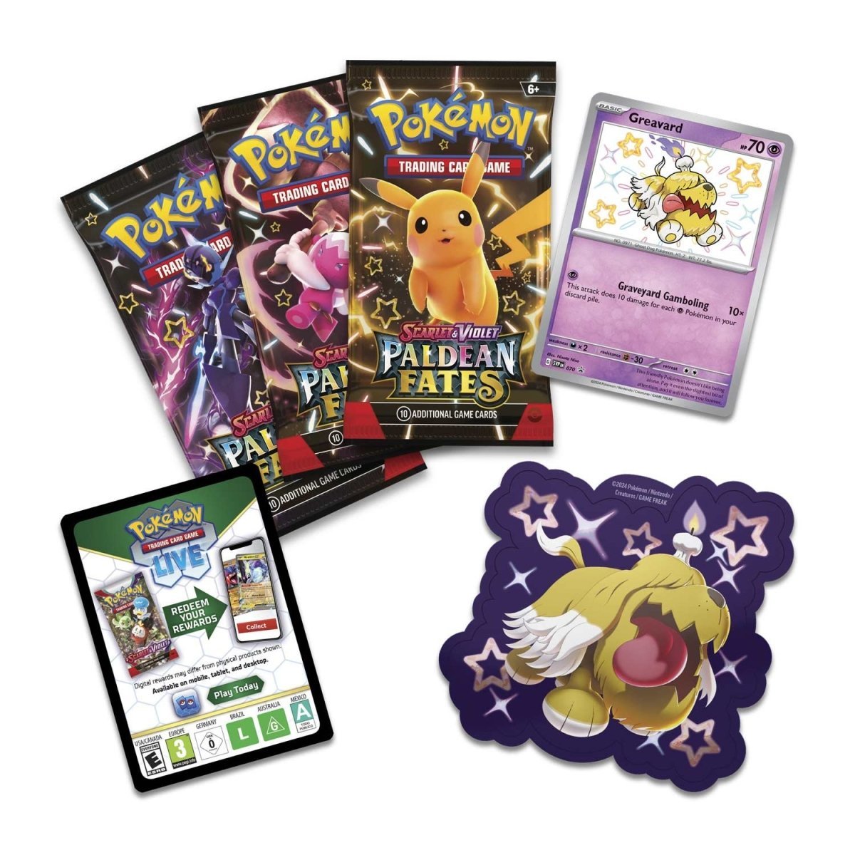 Pokemon: SV - Paldean Fates - Tech Sticker Collection (Fidough, Greavard, or Machiff) - PokeRvm